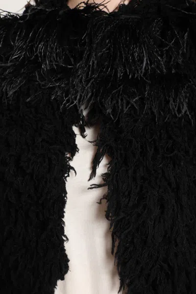 Ann Demeulemeester Ieke Fully Wool Jacket With Feathers In Multi