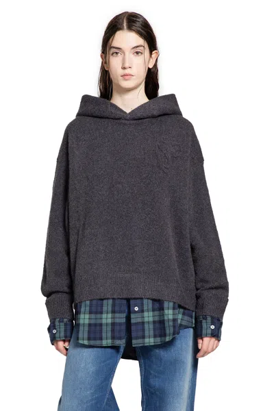 Acne Studios Layered Wool Hoodie In Gray