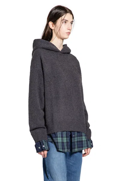 Acne Studios Layered Wool Hoodie In Gray