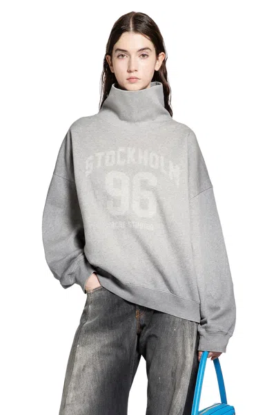 Acne Studios College Logo Turtleneck Sweatshirt In Gray