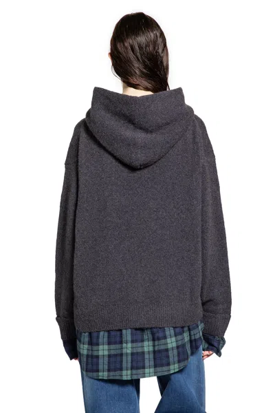 Acne Studios Layered Wool Hoodie In Gray