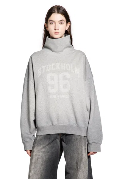Acne Studios College Logo Turtleneck Sweatshirt In Gray