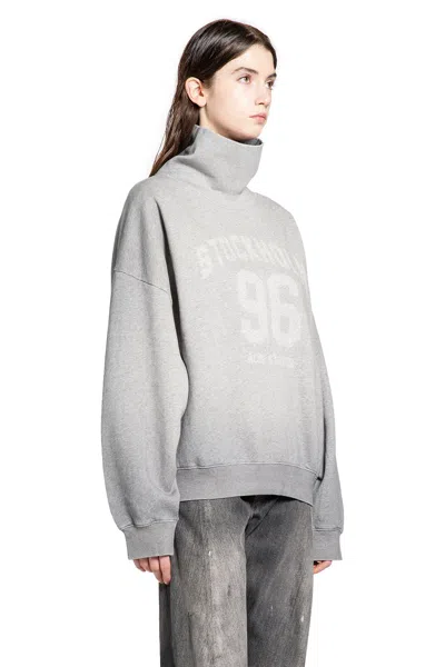 Acne Studios College Logo Turtleneck Sweatshirt In Gray