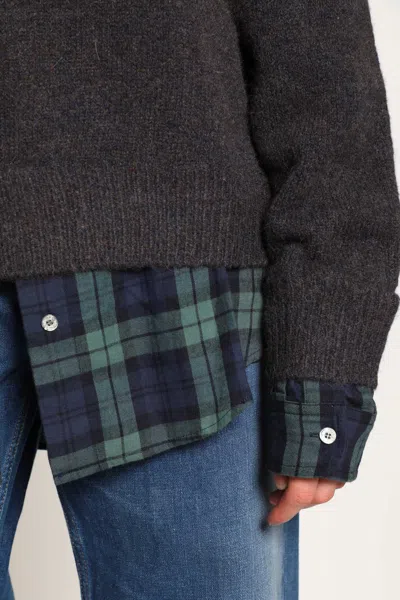Acne Studios Layered Wool Hoodie In Gray