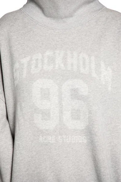 Acne Studios College Logo Turtleneck Sweatshirt In Gray