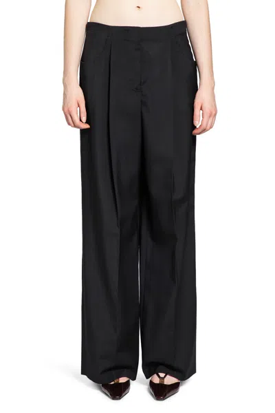 Fendi Wool Mohair Trousers In Black
