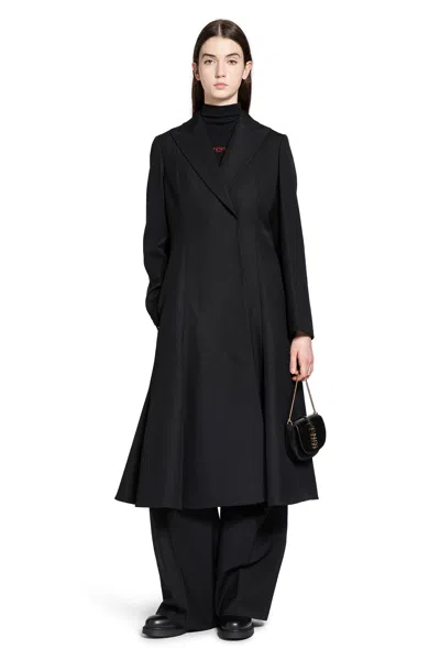 Fendi Coat In Wool Grain De Poudre In Black