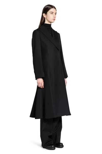 Fendi Coat In Wool Grain De Poudre In Black