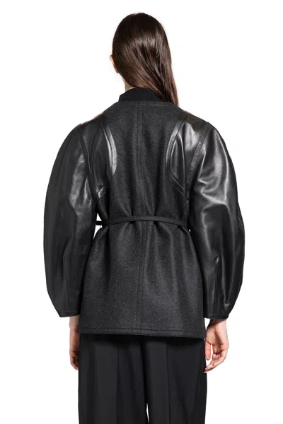 Fendi Wool And Leather Jacket In Gray