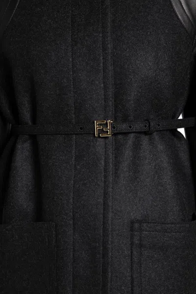 Fendi Wool And Leather Jacket In Gray