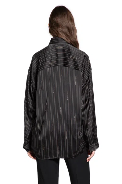 Balenciaga Pinstriped Black Button-down Shirt Women In Brown