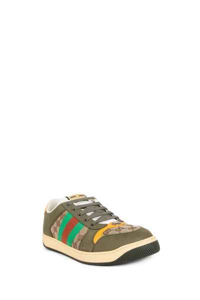 Gucci Men Screener Low-top Leather And Gg Supreme Fabric Sneakers In Multi