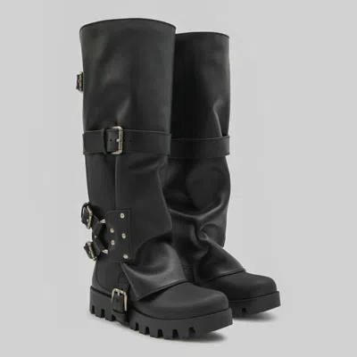Dolce & Gabbana Black Ankle Boots With Adjustable Buckle Straps And Logo Plaque On The Back In Leather Woman In Black