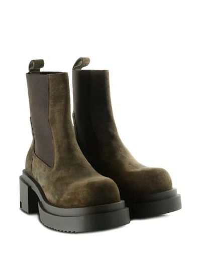 Rick Owens Chunky Sole Ankle Boots With Elastic Panels In Multi