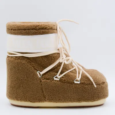 Moon Boot Camel Eco Fur Icon Low Ankle Boots In Animal Print