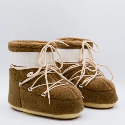 Moon Boot Camel Eco Fur Icon Low Ankle Boots In Animal Print