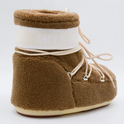 Moon Boot Camel Eco Fur Icon Low Ankle Boots In Animal Print
