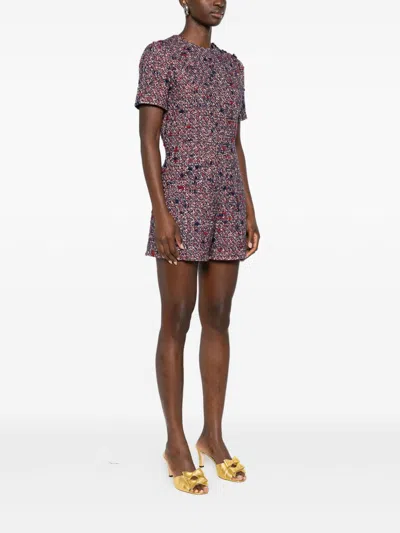 Gucci Textured Wool Dress Featuring Signature Buttons In Pink