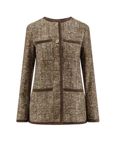 Golden Goose Coffee-colored Wool Tweed Jacket In Brown