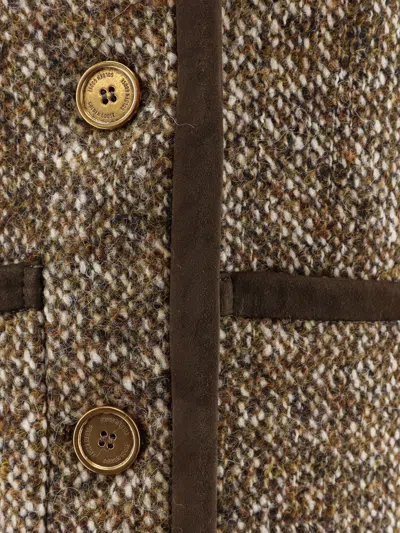 Golden Goose Coffee-colored Wool Tweed Jacket In Brown
