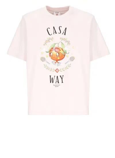 Casablanca Casa Way Orange Mascot Short Sleeve T-shirt In Neutral