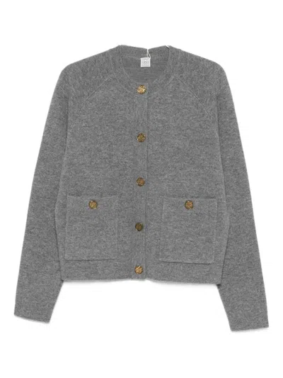 Totême Grey Cashmere Blend Knit Cardigan In Gray