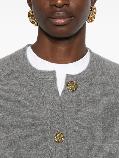 Totême Grey Cashmere Blend Knit Cardigan In Gray