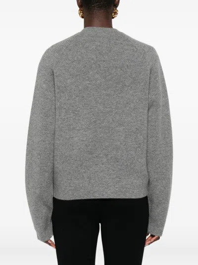 Totême Grey Cashmere Blend Knit Cardigan In Gray