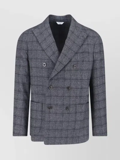 Boglioli Double-breasted Check Pattern Blazer Jacket In Gray