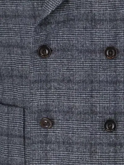 Boglioli Double-breasted Check Pattern Blazer Jacket In Gray