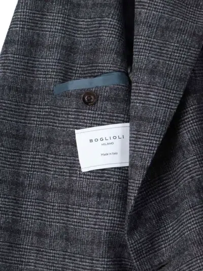 Boglioli Double-breasted Check Pattern Blazer Jacket In Gray