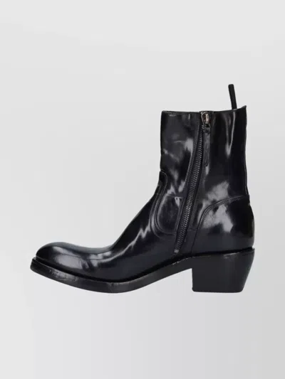 Premiata Calf Leather Ankle Boots With Side Zip Closure And Raised Stitching In Multi