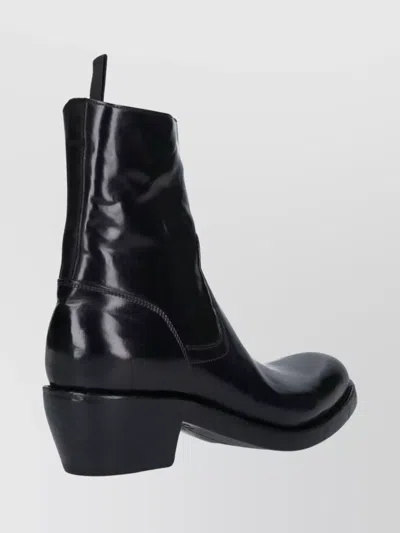 Premiata Calf Leather Ankle Boots With Side Zip Closure And Raised Stitching In Multi