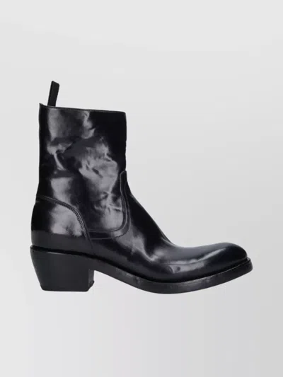 Premiata Calf Leather Ankle Boots With Side Zip Closure And Raised Stitching In Multi