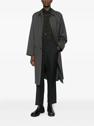 Saint Laurent Cassandre Shirt In Cotton Check In Green