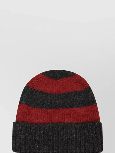 Alanui Multicolor Knitted Hat With Ribbed Cuff In Black
