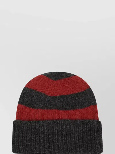 Alanui Multicolor Knitted Hat With Ribbed Cuff In Black