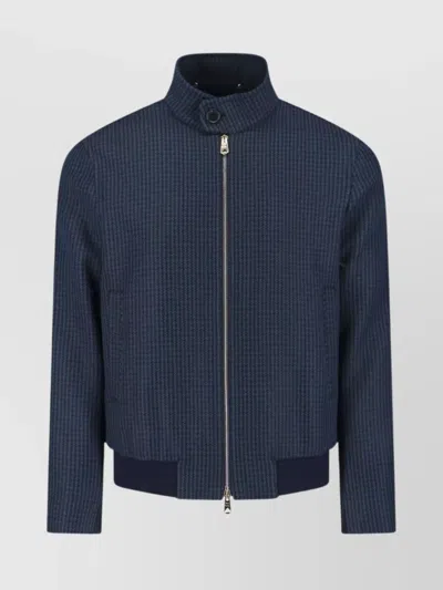 Paul Smith Modern High Collar Jacket With Snap Detail In Blue