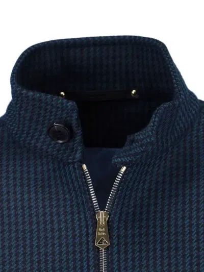 Paul Smith Modern High Collar Jacket With Snap Detail In Blue