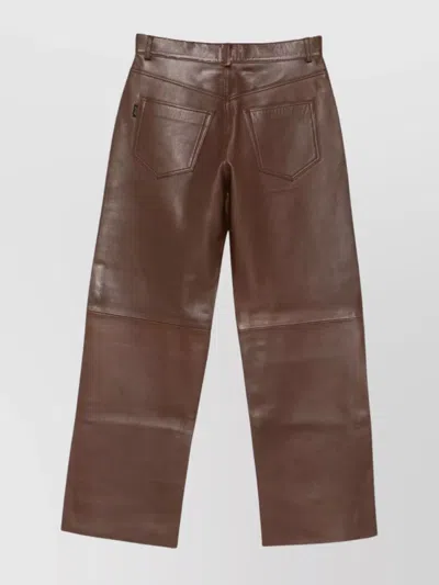 Haikure Five-pocket Leather Pants In Brown