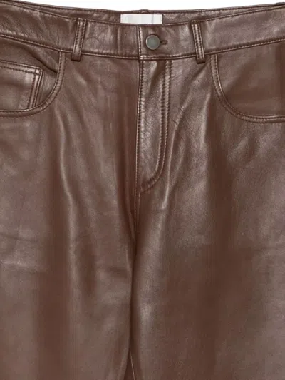 Haikure Five-pocket Leather Pants In Brown