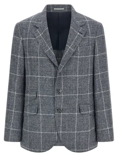 Brunello Cucinelli Notch Lapel Wool Jacket In Gray