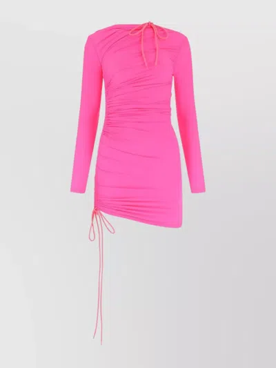 Balenciaga Stretch Nylon Mini Dress Drawstring In Multi