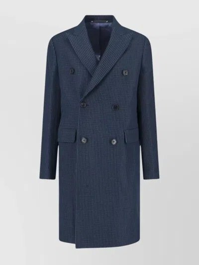 Paul Smith Double-breasted Long Jacket Back Vent In Multi