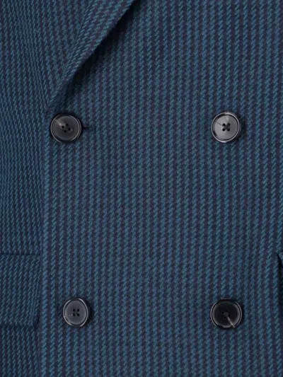 Paul Smith Double-breasted Long Jacket Back Vent In Multi