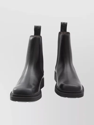 Bottega Veneta Square Toe Chelsea Ankle Boots In Black