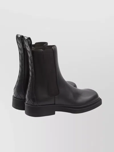 Bottega Veneta Square Toe Chelsea Ankle Boots In Black