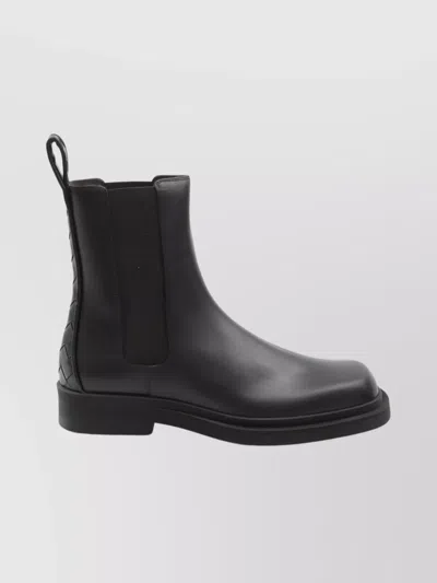Bottega Veneta Square Toe Chelsea Ankle Boots In Black