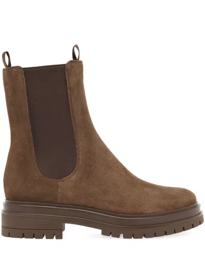 Gianvito Rossi Women Chester Suede Leather Boots In Brown