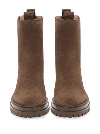 Gianvito Rossi Women Chester Suede Leather Boots In Brown